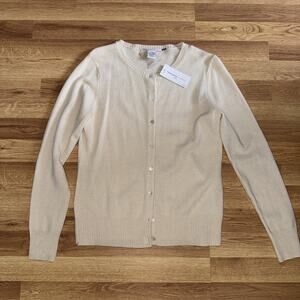 Evelyn Grace Women’s 100% Cashmere Beige Button Cardigan 2 Ply PM Quiet Luxury